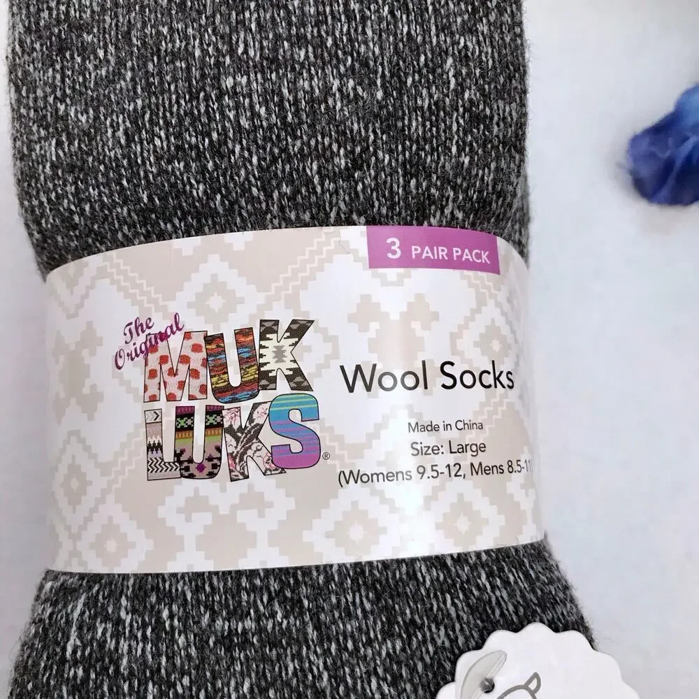 Muk Luks NWT 3 Pairs Pack Wool Blend Socks Adult L